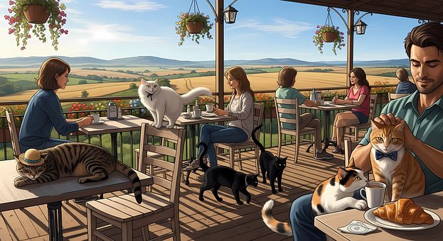 Free Cat Café illustration and picture