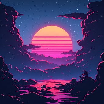 Vaporwave, Synthwave, Neon, Retro, Sonne