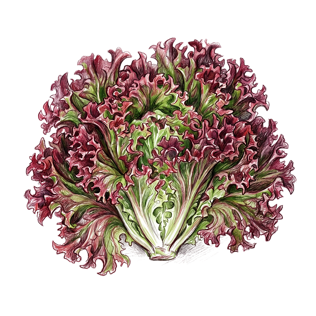 Free lettuce red leaf ruffled leaves illustration