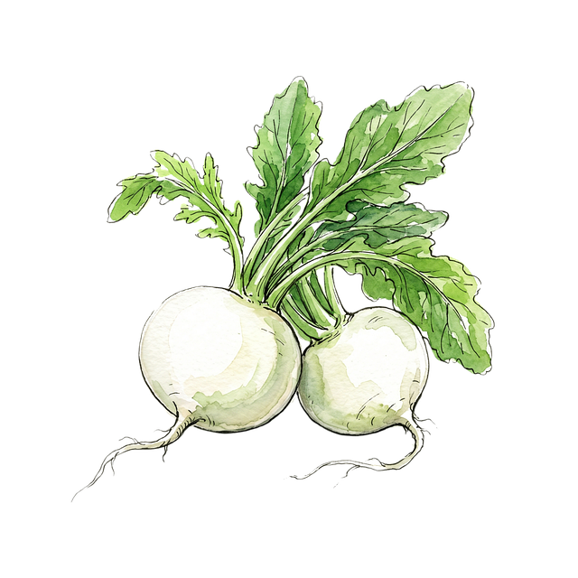 Free turnip root vegetable foliage illustration