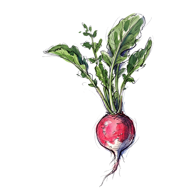 Free radish root bulb foliage illustration