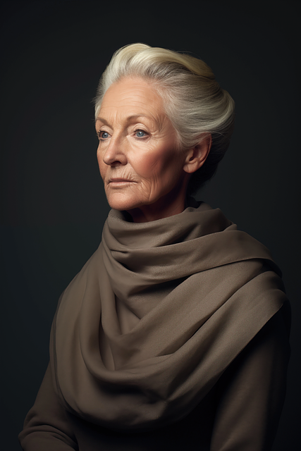 Free ai generated older woman knitwear fashion illustration
