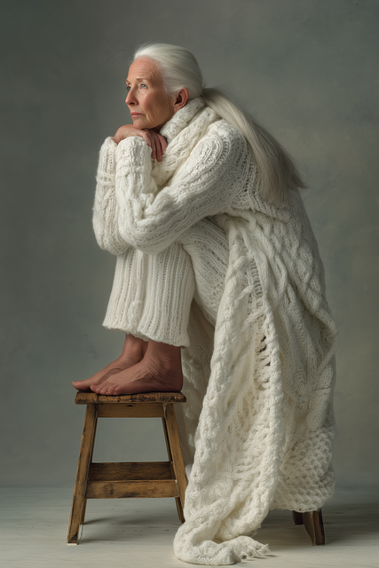 Free older woman knitted sweater elegant woman illustration