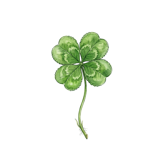 Free four-leaf clover shamrock watercolor illustration