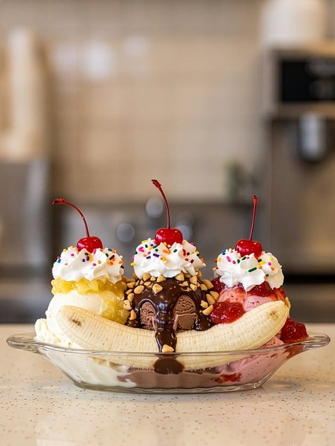 Bananensplit, Dessert, Eiscreme, Obst