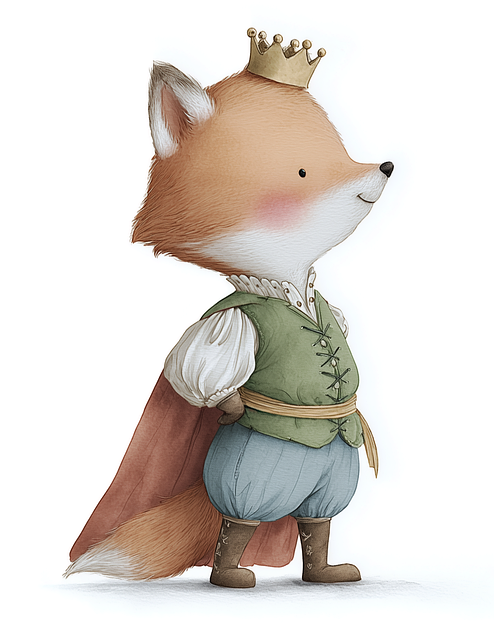 Free fox prince crown illustration