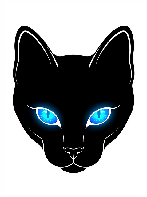 Free Black Cat Blue Eyes illustration and picture