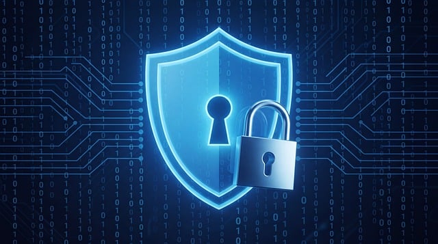 Free cybersecurity lock shield illustration