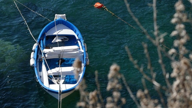 Boot, Wasser, Blau, Strand, Hafen, Seile