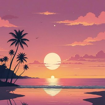 Free Synthwave Sunset illustration and picture