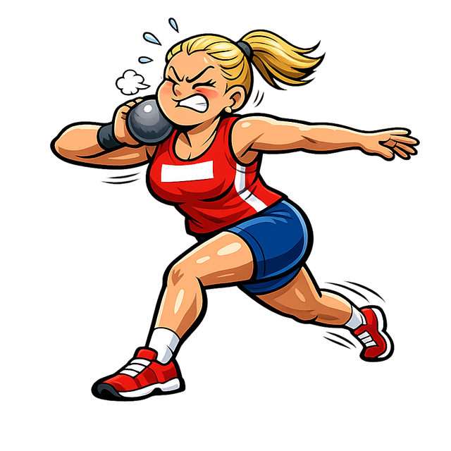 Free cartoon woman shot put illustration