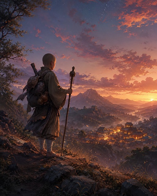 Free Monk Pilgrimage illustration and picture
