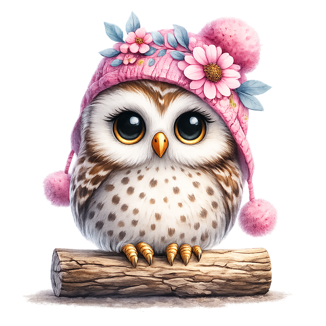 Free owl painting hat illustration
