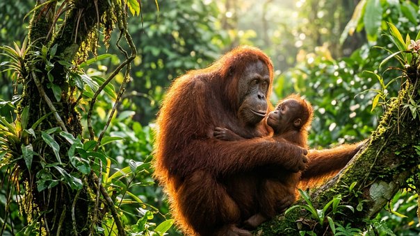 Free Orangutan Rainforest illustration and picture