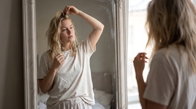 Free woman pajamas messy hair illustration