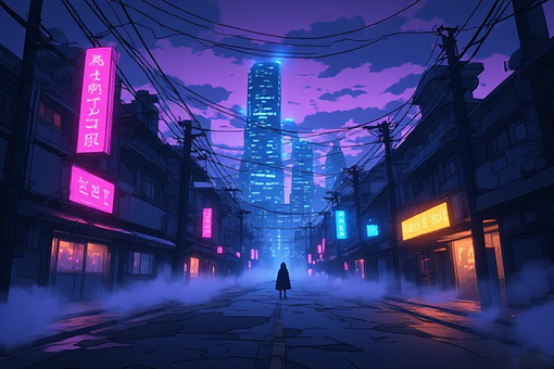 Anime, Krajobraz Miejski, Noc, Fantazja