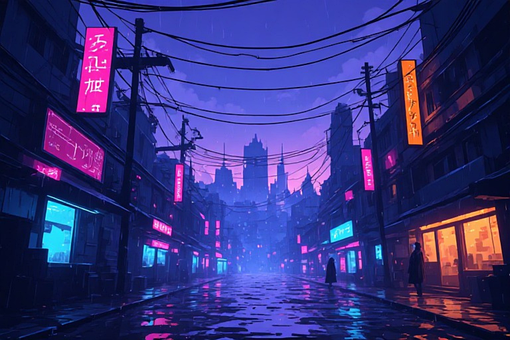 Anime, Futurystyczny, Noc, Miejski