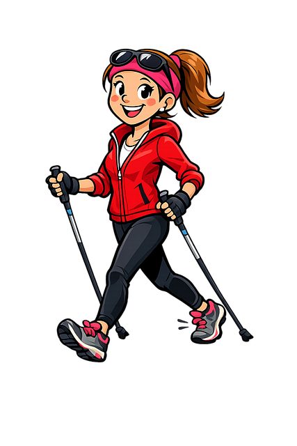 Free nordic walking hiking outdoor activities illustration