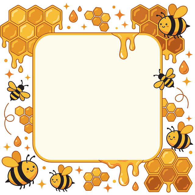 Free bee frame honey bee honeycomb vector