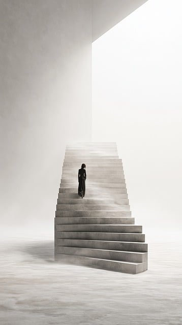 Free staircase woman minimalism illustration