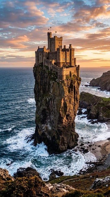 Free castle architecture ocean illustration
