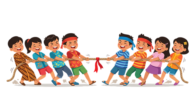 Free tug of war children teamwork vector