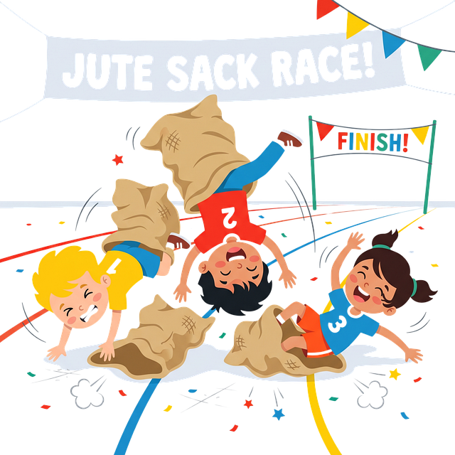 Free jute sack sack race finish line illustration