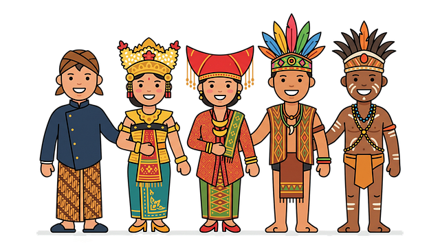 Free indonesian culture traditional costume ethnic diversity illustration