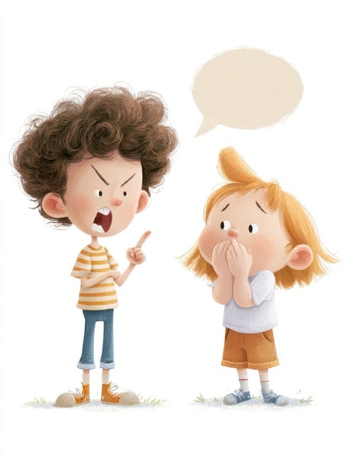 Free boy girl yelling illustration
