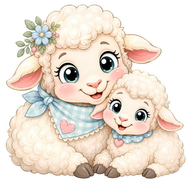 Free mother sheep baby lamb cute illustration