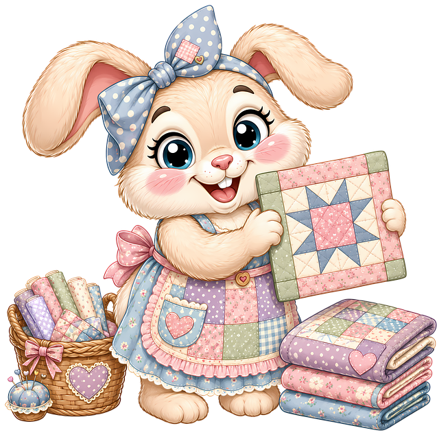 Free cute rabbit patchwork quilt sewing bunny illustration