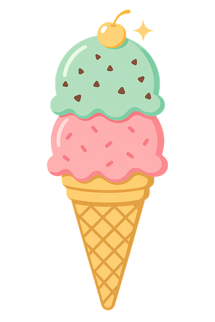 Free ice cream cone cute dessert kawaii illustration