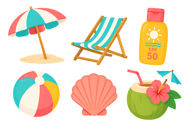 Free beach icon beach chair sunscreen illustration