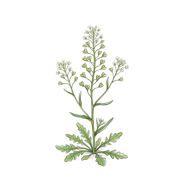 Free shepherd's purse plant seed pod illustration