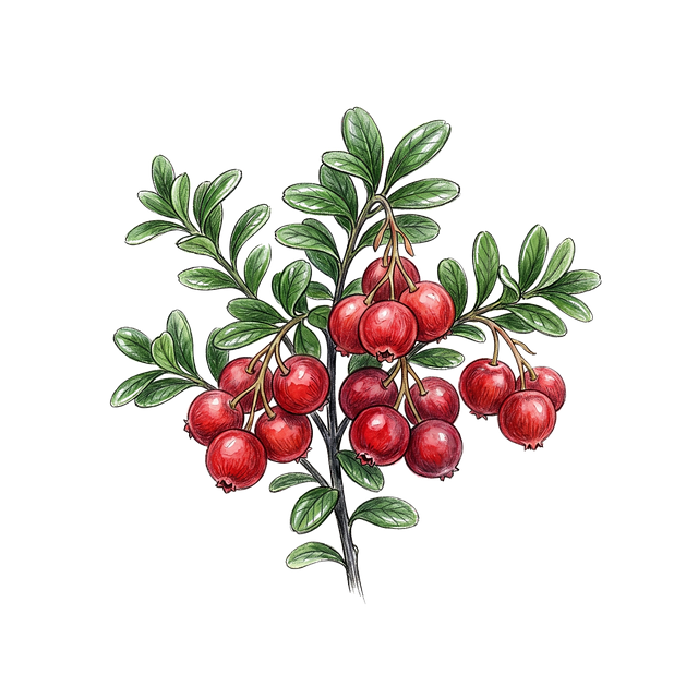 Free lingonberries red berries green leaves illustration