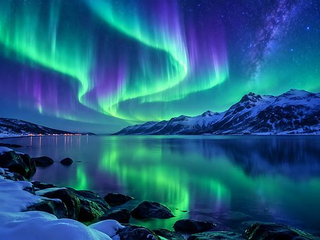 Nordlys, Nat Himmel, Stjerner, Galakse