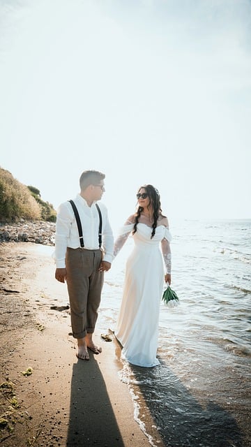 Huwelijk, Strand, Bruid, Bruidegom