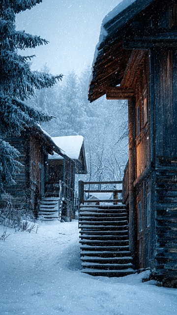 Vinter, Tømmerhytte, Sne, Hytte, Skog