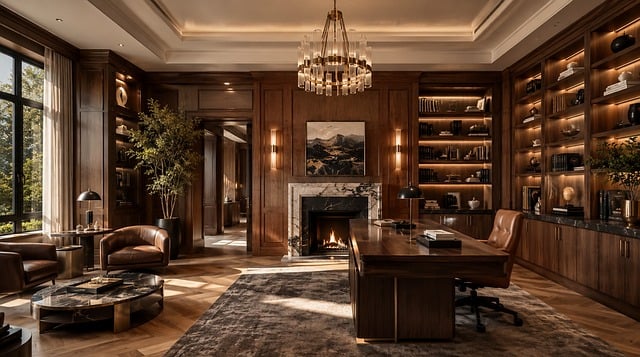 Free luxury home office home library modern library illustration