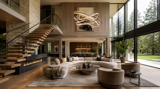 Free luxury living room modern interior double height living room illustration