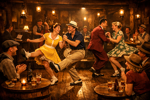 Retro, Swing, Dans, Dansatori, Costume