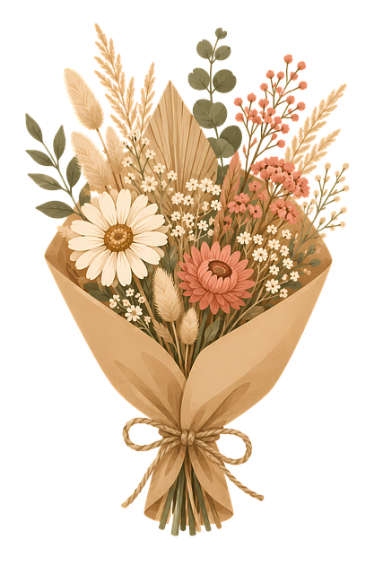 Free dried bouquet boho decor pampas grass illustration