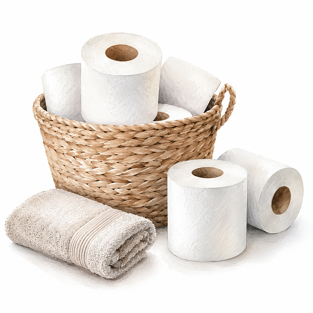 Free toilet paper basket towel illustration