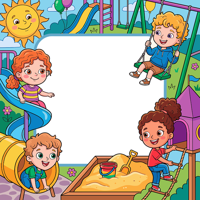 Free playground children playing cartoon illustration vector