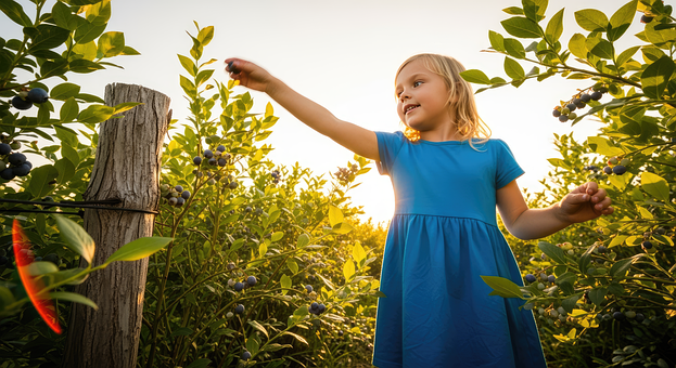 Free Little Girl Blueberries illustration and picture