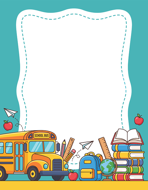 Free school bus school supplies textbooks vector