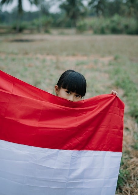Free Girl Indonesian Flag photo and picture