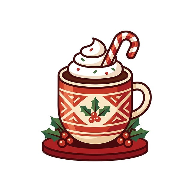 Free mug candy cane whipped cream illustration