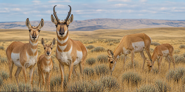 Free pronghorn family buck illustration