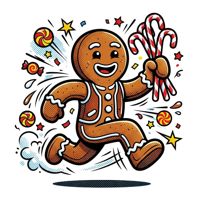 Free gingerbread candy cane christmas illustration